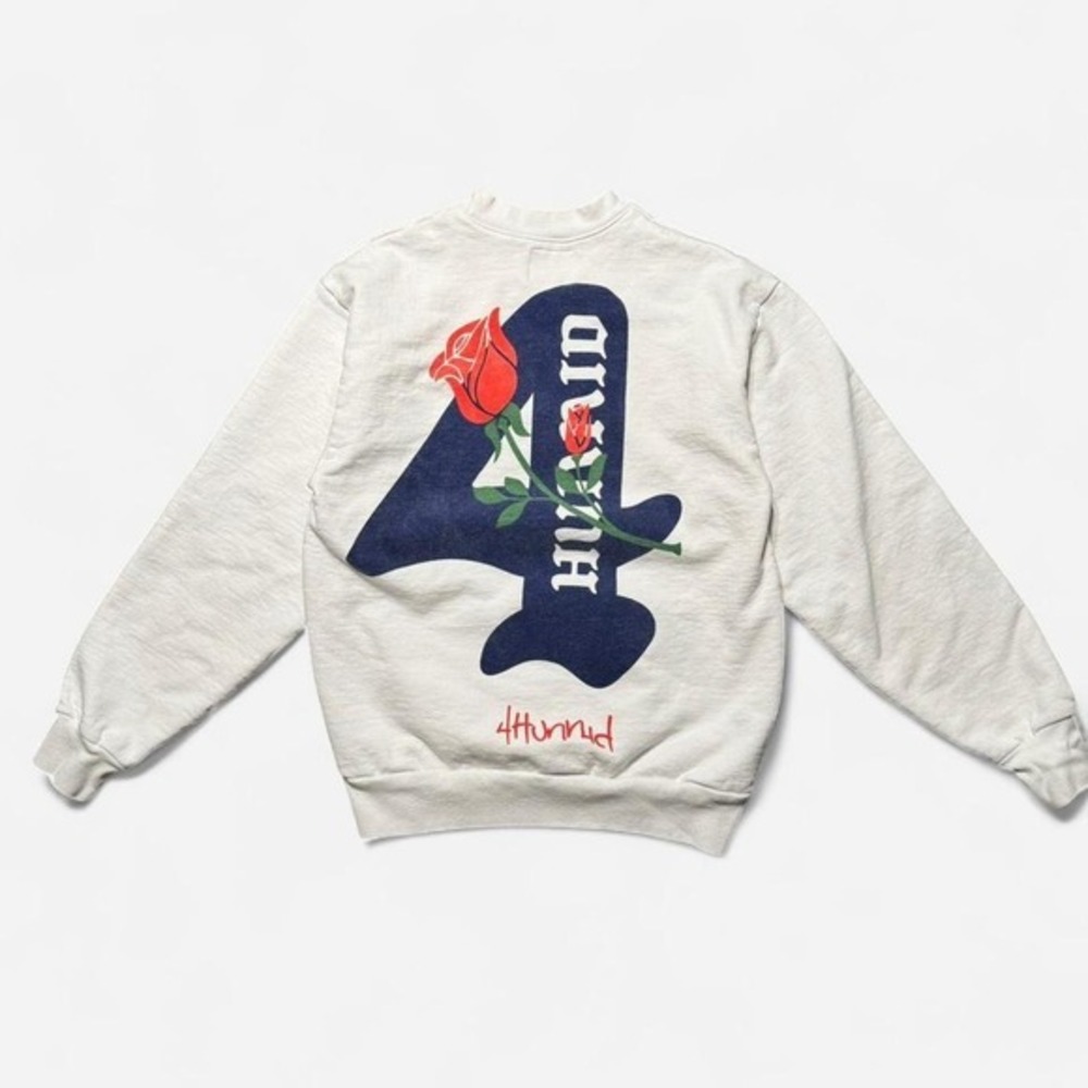 4Hunnid Rose That Grew From Concrete Crewneck Sweatshirt White Size Small - Picture 6 of 6